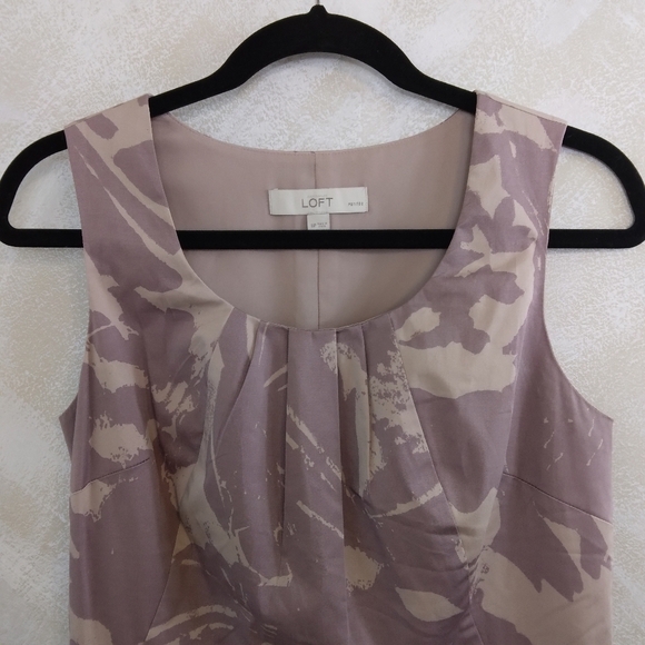8 Petite POCKETS Ann Taylor LOFT Purple Dress Knee Length Sleeveless Abstract - Picture 2 of 10